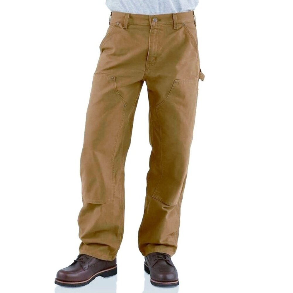 NWT Carhartt Washed Duck Double-Front Work Dungaree Pant Brown 34x30